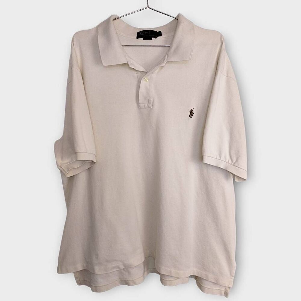 Ralph Lauren Polo Mens Big Tall 2XT Mesh Shirt Golf Cream Classicore Preppy Y2K
